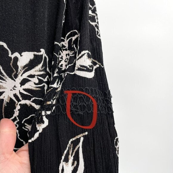 Free People Floral Swing Tunic Mini Dress Pockets Black White Boho sz Small - Picture 6 of 8